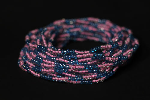 Waist Beads / Afrikaanse Heupketting - IMOSE - Roze / Blauw (elastisch)