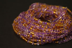 Waist Beads / Afrikaanse Heupketting - IDEHEN - Paars / gold (elastisch)