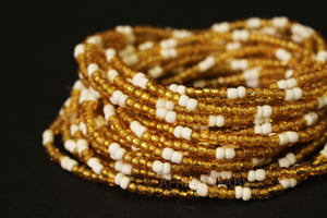Waist Beads / Afrikaanse Heupketting - JESUOBO - Wit / gold (elastisch)