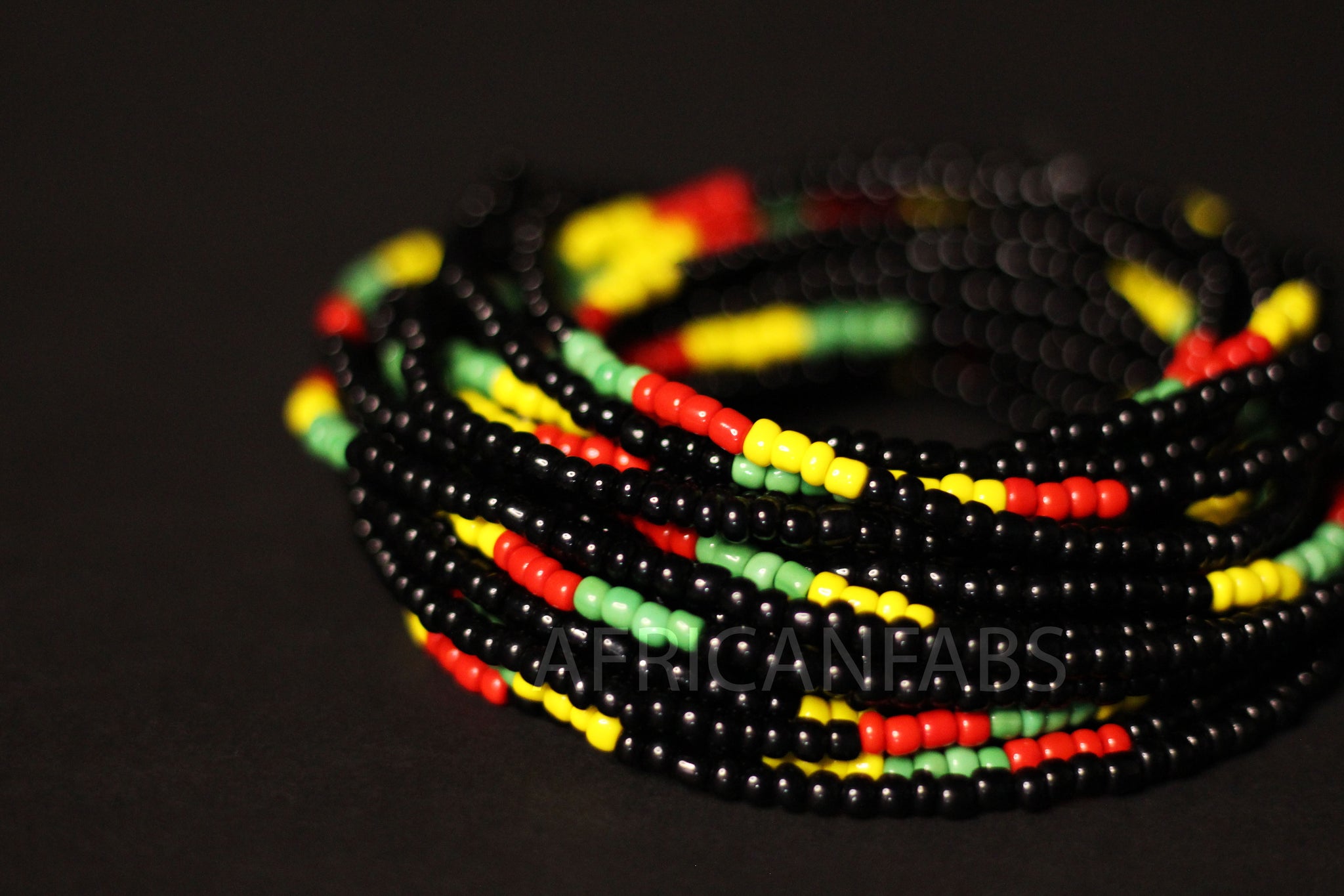 Waist Beads / Afrikaanse Heupketting - ITOHAN- Zwart mix (elastisch)