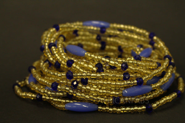 Waist Beads / Afrikaanse Heupketting - AMADIN - Blauw  (elastisch)