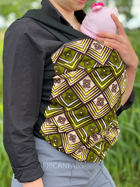 Afrikaanse Print Draagdoek / Draagzak / baby wrap / baby sling - Groen / geel