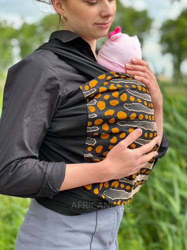 Afrikaanse Print Draagdoek / Draagzak / baby wrap / baby sling - Zwart mud stripes