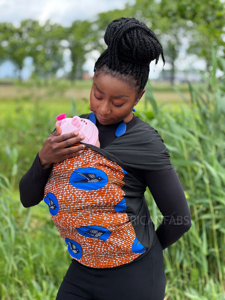 Afrikaanse Print Draagdoek / Draagzak / baby wrap / baby sling - Speed bird Oranje