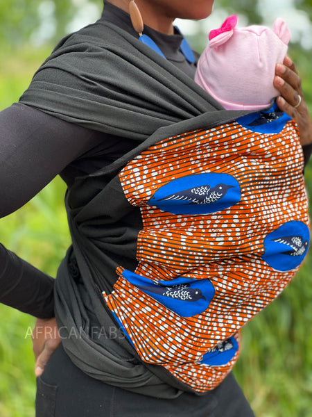 Afrikaanse Print Draagdoek / Draagzak / baby wrap / baby sling - Speed bird Oranje