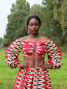 Afrikaanse print Rode pencil Crop top