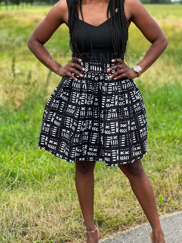 Afrikaanse print mini rok - Zwart / Witte mud