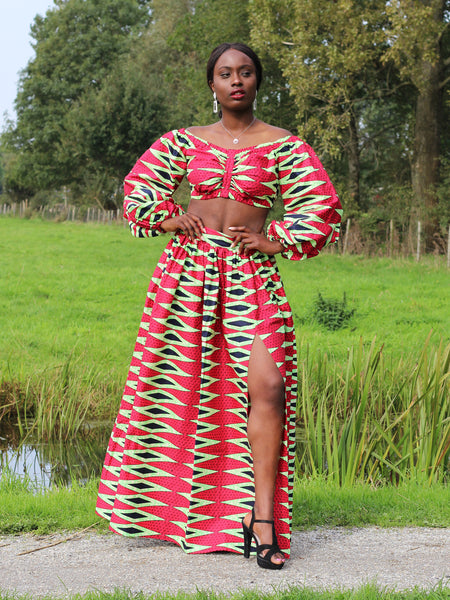Afrikaanse print Rode pencil Crop top