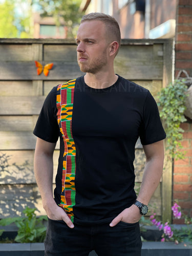 T-shirt met Afrikaanse print details - kente band