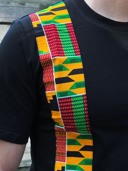 T-shirt met Afrikaanse print details - kente band
