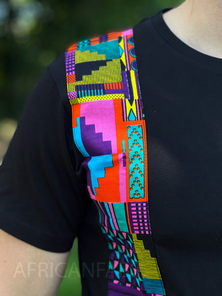 T-shirt met Afrikaanse print details - multicolor roze kente band