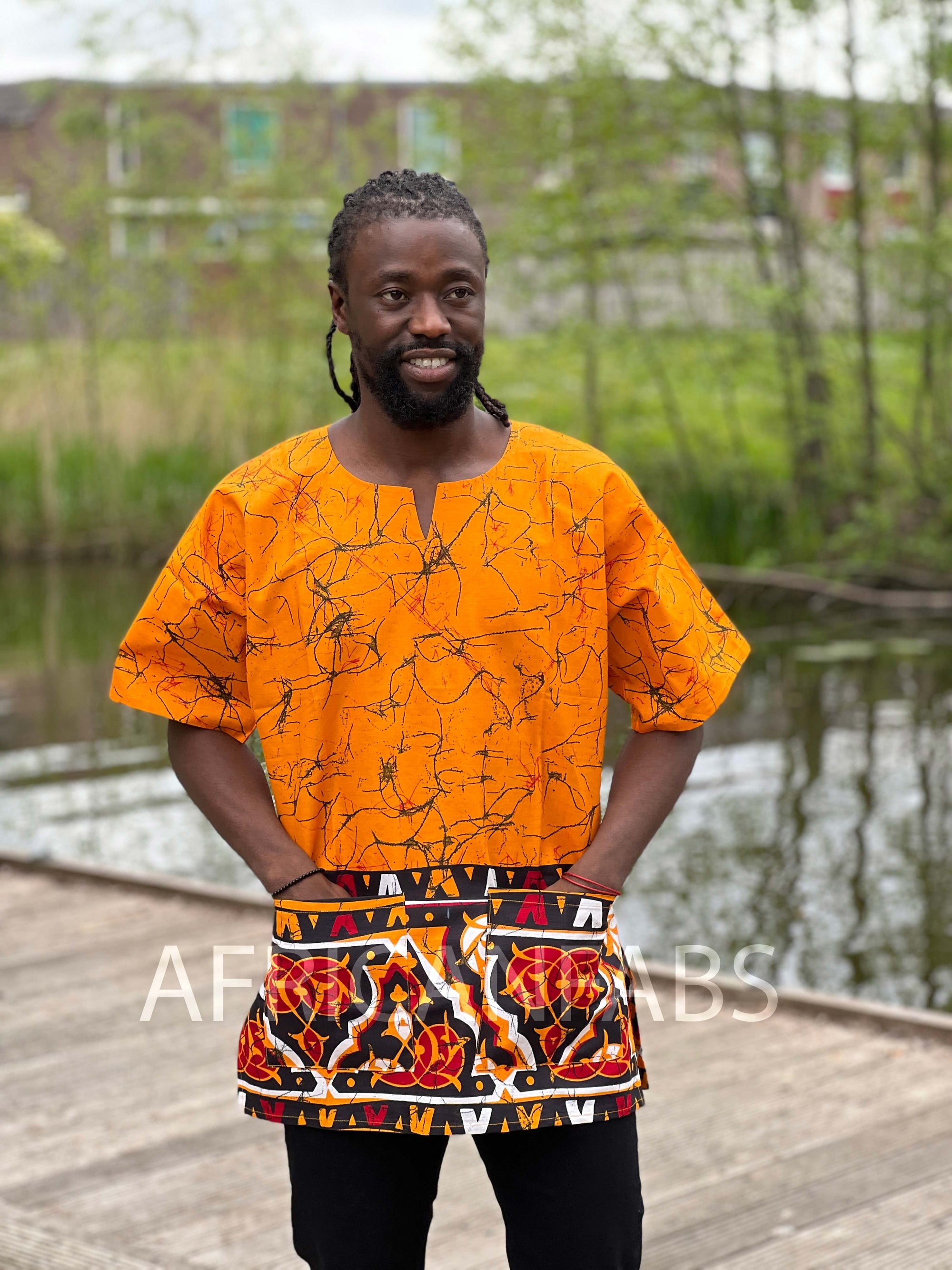 Okergeel Dashiki Shirt / Dashiki Jurk - Afrikaans shirt - Unisex