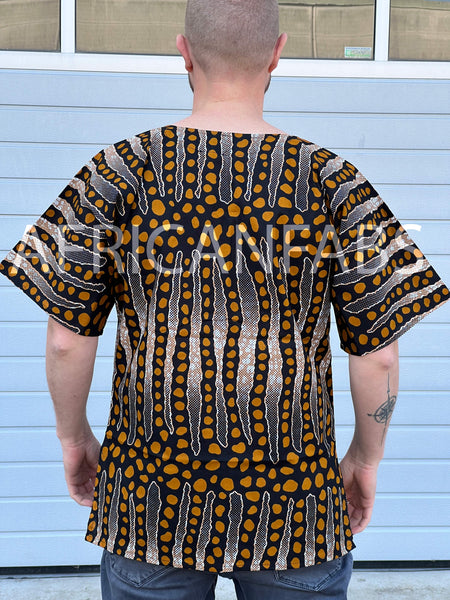 Bruin / Zwart Bogolan Dashiki Shirt / Dashiki Jurk - Afrikaans shirt - Unisex
