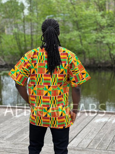 Oranje Kente Dashiki Shirt / Dashiki Jurk - Afrikaans shirt - Unisex