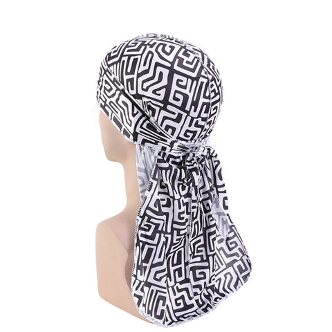 Durag / Du-rag / Do-rag / Bandana - Unisex - Mud cloth Zwart / Wit