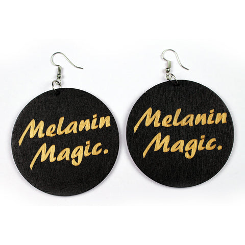 Black wooden African drop earrings | Melanin Magic