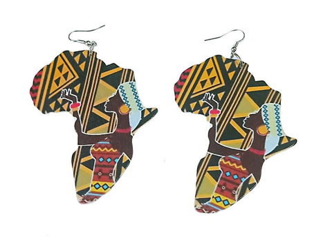 Africa inspired earrings | African continent Tribal Woman