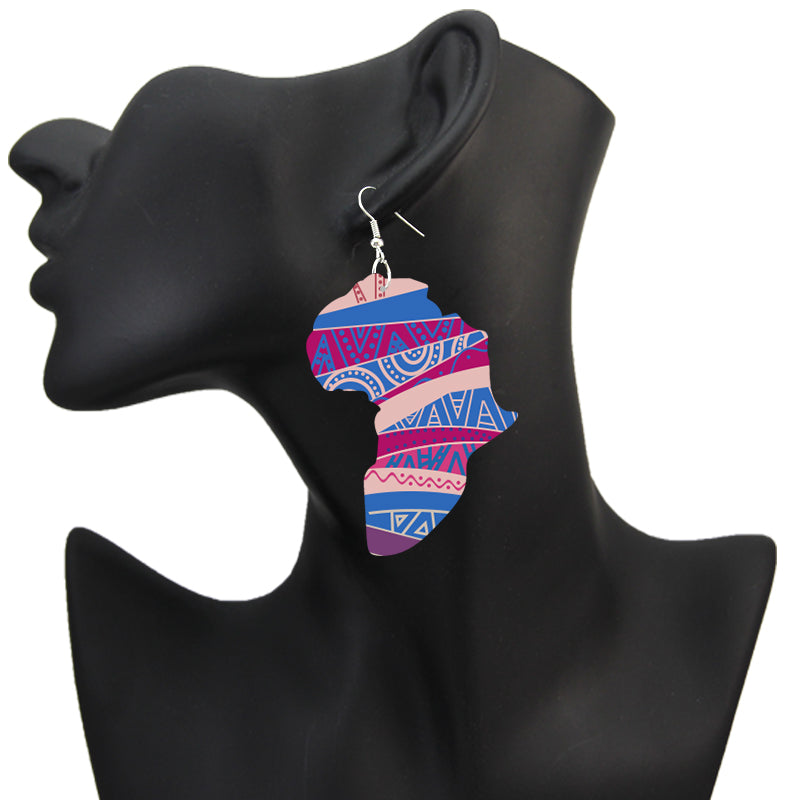 Africa inspired earrings | Red / Blue African continent