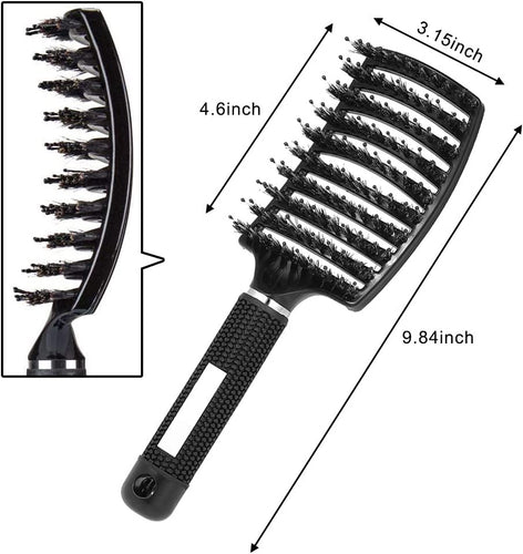 Afabs® Curved Detangler Haarborstel | Detangling brush | Kam voor steil en krullend haar | Zwart