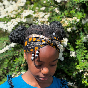 Haarband / Hoofdband voor Kinderen in Afrikaanse print - Kinderen - Bruin / Zwart Bogolan