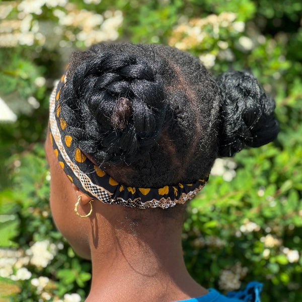 Haarband / Hoofdband voor Kinderen in Afrikaanse print - Kinderen - Bruin / Zwart Bogolan
