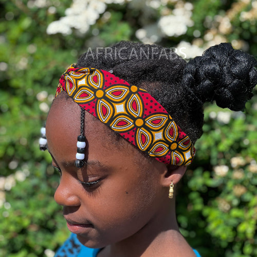 Haarband / Hoofdband voor Kinderen in Afrikaanse print - Kinderen -  Rode royal patterns