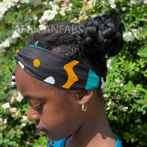 Haarband / Hoofdband voor Kinderen in Afrikaanse print - Kinderen - Groene Mud