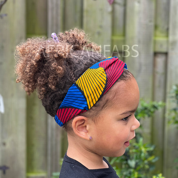 Haarband / Hoofdband voor Kinderen in Afrikaanse print - Kinderen - Blauwe Santana VLISCO