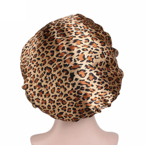Leopard print Satijnen Slaapmuts / Satin Hair Bonnet / Haar bonnet van Satijn