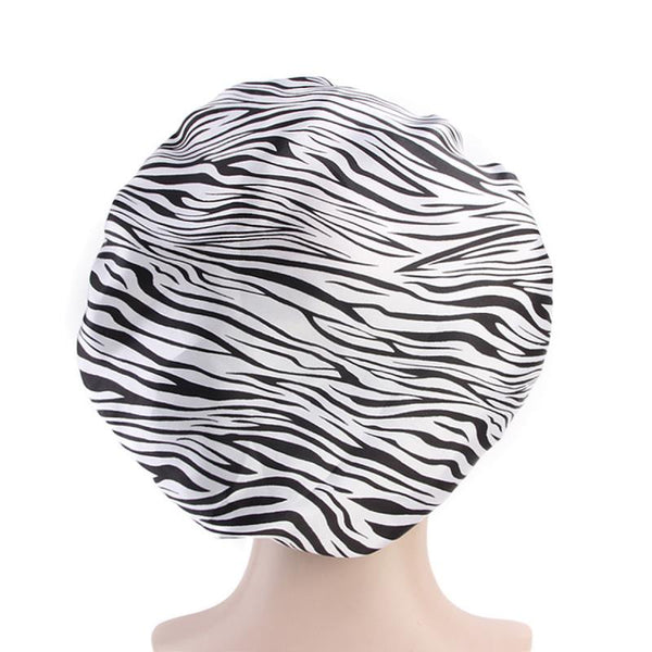 Afabs® Zwarte Anti-klit Haarborstel + Witte tijger print satijnen slaapmuts | Detangler brush | Detangling brush | Satin cap / Hair bonnet / Satijnen nachtmuts / Satin bonnet | Kam voor Krullen | Kroes haar borstel