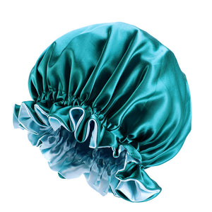 Groene Satijnen Slaapmuts met randje / Reversible Satin Hair Bonnet / Haar bonnet van Satijn
