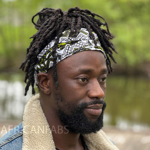 Haarband / Hoofdband in Afrikaanse print - Unisex Volwassenen - Wit / Groen