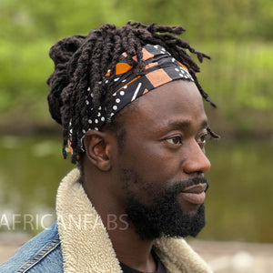 Haarband / Hoofdband in Afrikaanse print - Unisex Volwassenen - Perzik bogolan
