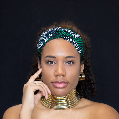Haarband / Hoofdband in Afrikaanse print -  Groene diamonds