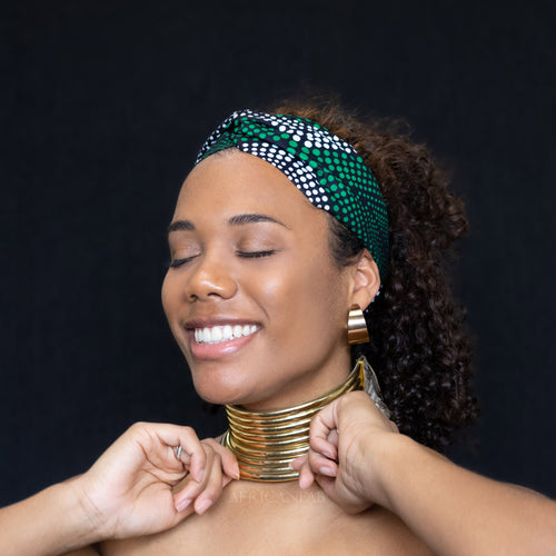 Haarband / Hoofdband in Afrikaanse print -  Groene diamonds