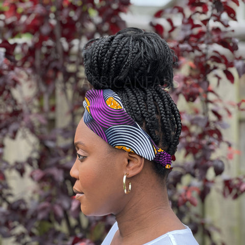 Haarband / Hoofdband in Afrikaanse print - Paarse tangle