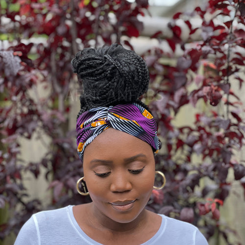 Haarband / Hoofdband in Afrikaanse print - Paarse tangle