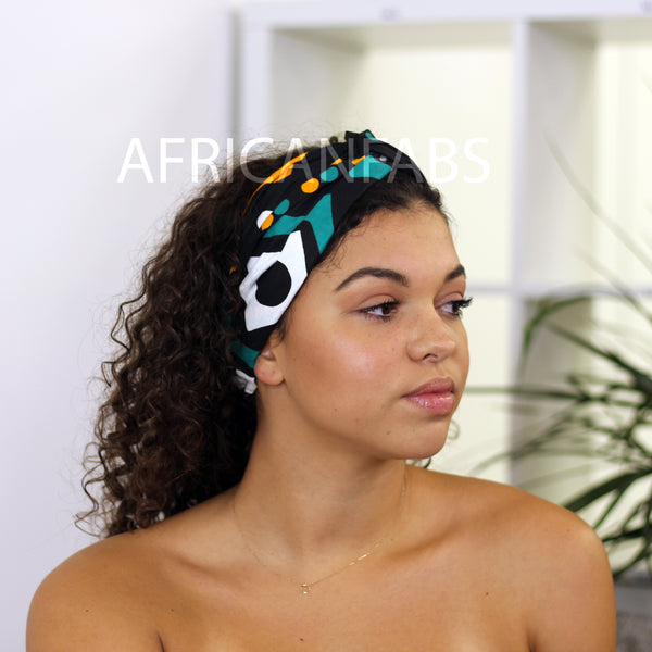 Haarband / Hoofdband in Afrikaanse print - Volwassenen - Zwart / groen