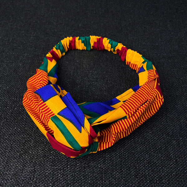 Haarband / Hoofdband in Afrikaanse print - Volwassenen - Kente Blauw / orange