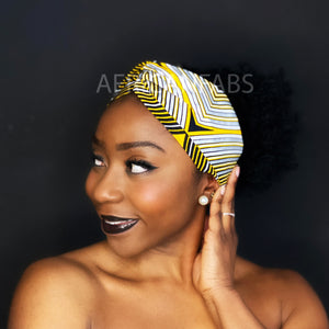 Haarband / Hoofdband in Afrikaanse print - Volwassenen - Geel / zilver paste fit