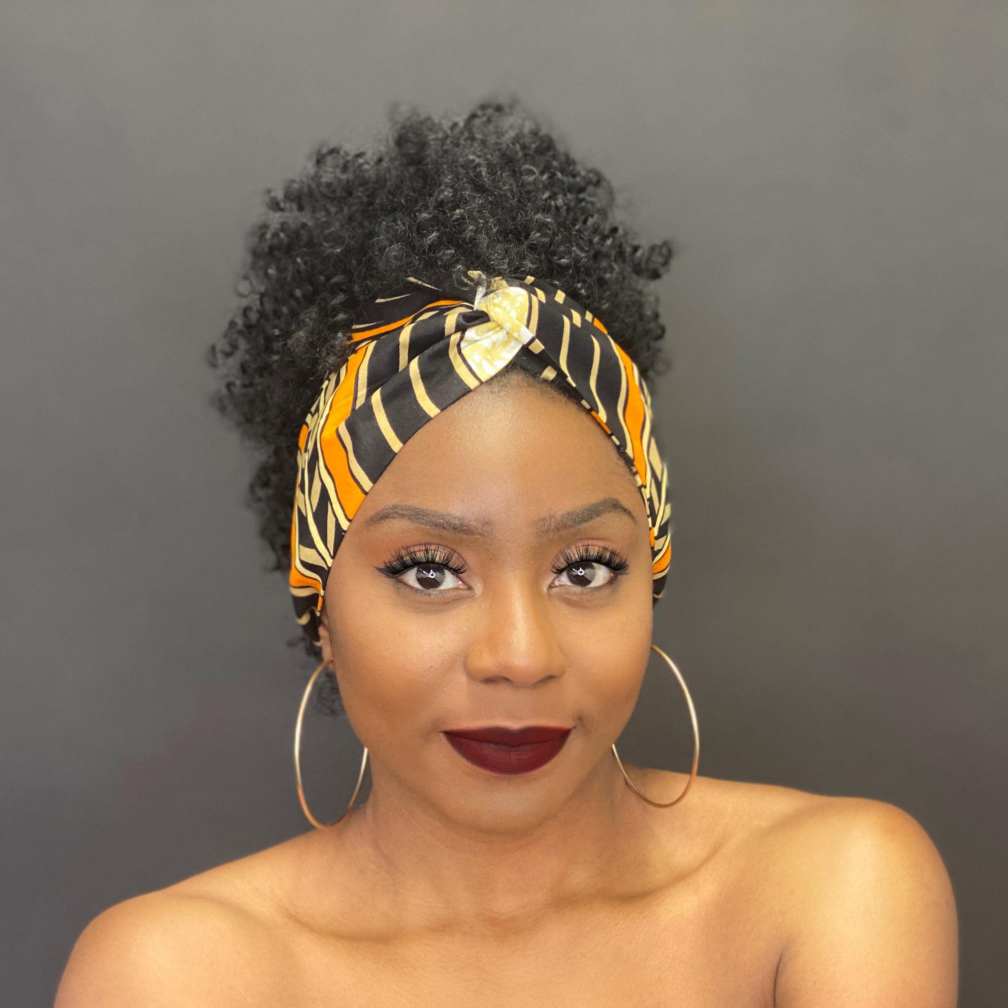 Haarband / Hoofdband in Afrikaanse print - Volwassenen - Zwart / oranje waves