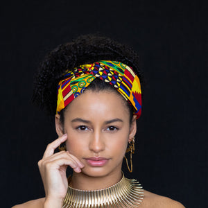 Haarband / Hoofdband in Afrikaanse print  - Geel / Multicolor kente