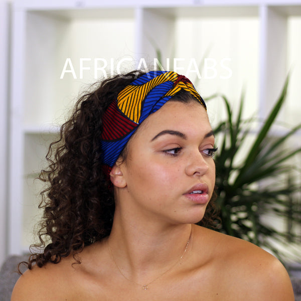 Haarband / Hoofdband in Afrikaanse print - Volwassenen - Blauwe Santana VLISCO