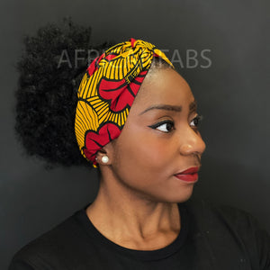 Haarband / Hoofdband in Afrikaanse print - Volwassenen - Donker geel wedding flower VLISCO