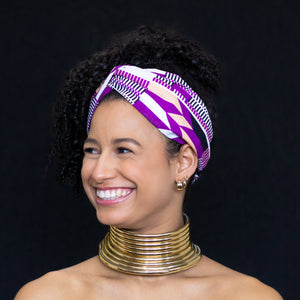 Haarband / Hoofdband in Afrikaanse print - Paarse kente