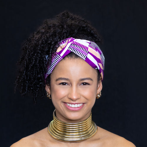 Haarband / Hoofdband in Afrikaanse print - Paarse kente