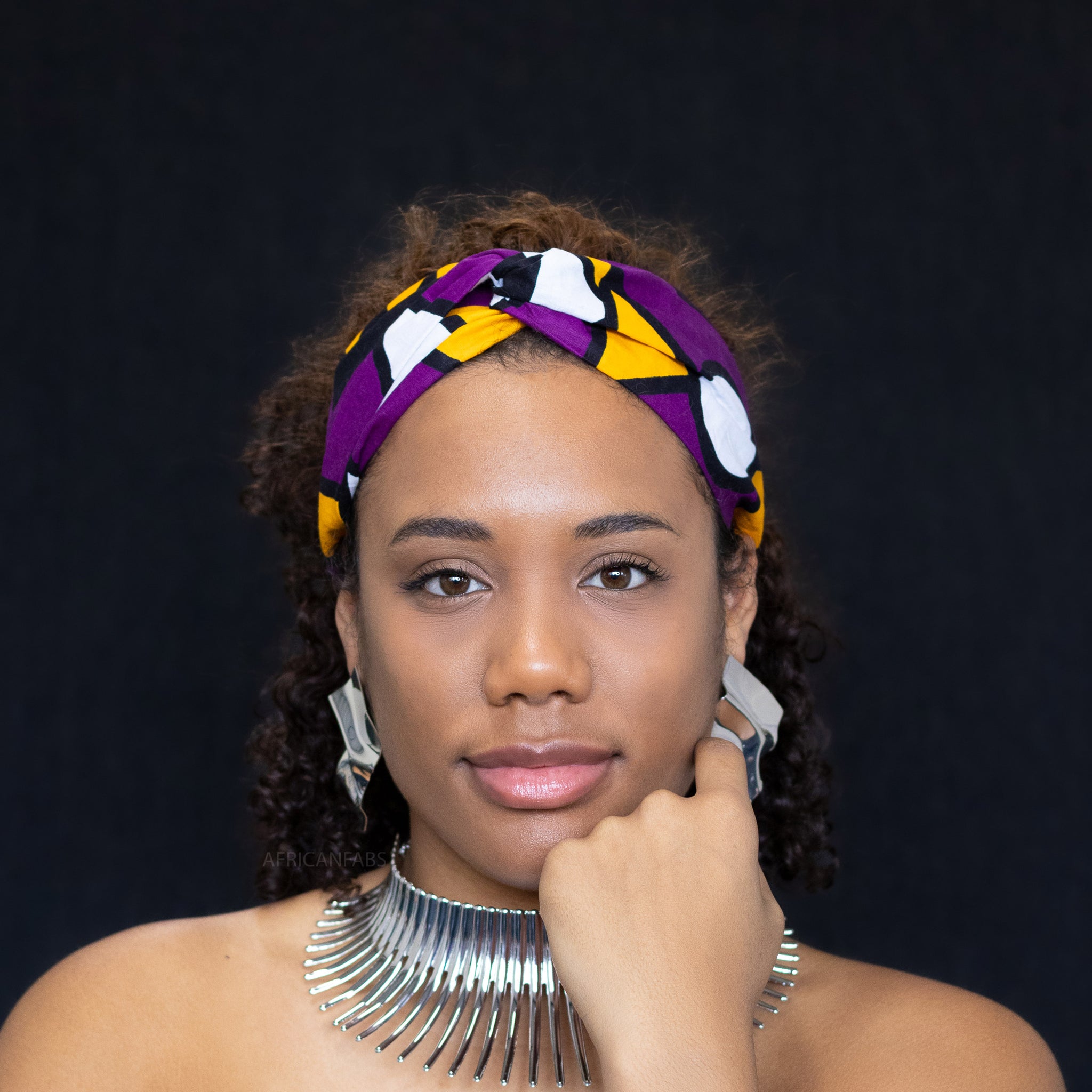Haarband / Hoofdband in Afrikaanse print - Paars Gele Samakaka