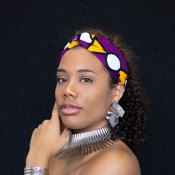 Haarband / Hoofdband in Afrikaanse print - Paars Gele Samakaka