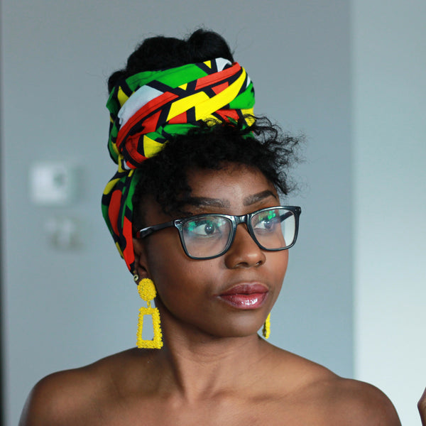 Afrikaanse hoofddoek / headwrap - Groene Samakaka / samacaca