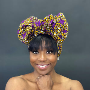 Afrikaanse hoofddoek / headwrap - Paarse Royal Pattern